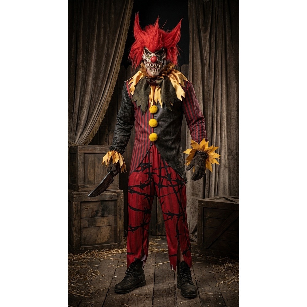 Rubies Opus Crazy Clown Mens Costume Mask with Hair Jacket Pants Halloween